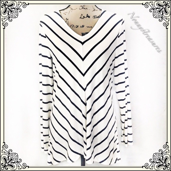 Chico's Tops - Chico’s White with Blue Strips Long Sleeve Shirt